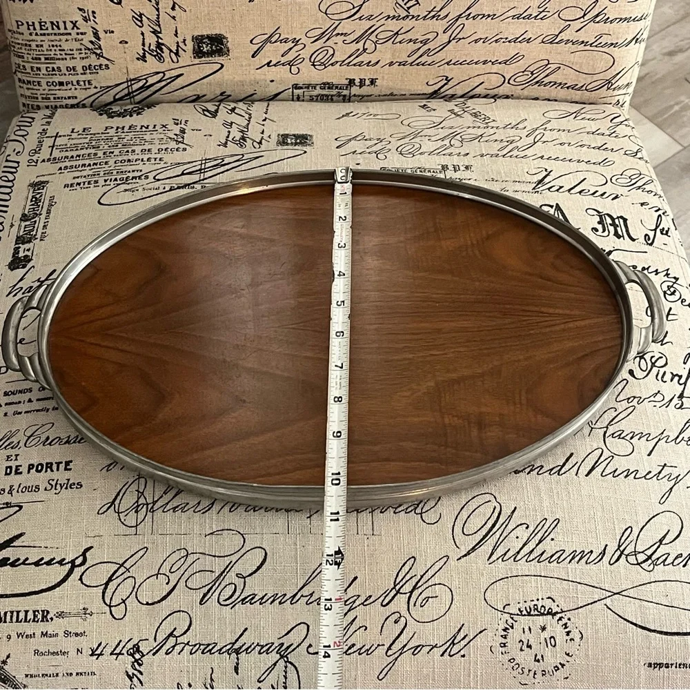 Vintage Royal Holland Teak
Wood Oval Tray Pewter Frame Rim 16.75" MCM
1950's - Picture 10 of 14